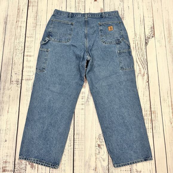Carhartt B73-DST Double Knee Jeans 42x30 Loose Fit Workwear Carpenter Denim - Picture 2 of 7